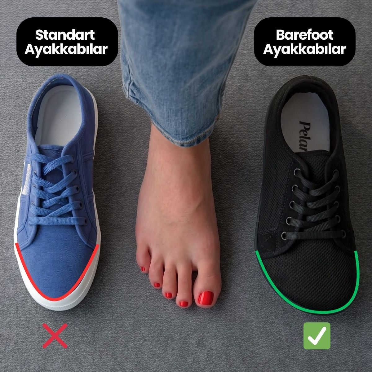 Pelanir Kadın Barefoot Sneaker – Siyah/Beyaz