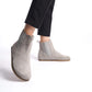 Women's gray suede Chelsea boots made from high-quality natural leather. Wide toe box design for superior comfort and minimal style.