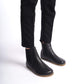 Black natural leather Chelsea boots with a wide toe box for women. Offering minimalist design and exceptional comfort.