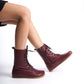 Burgundy women's boots crafted from genuine natural leather. 