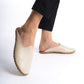 Beige Leather Mules for Women – Elegant and Minimalist Design with Genuine Leather Sole