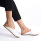 Women's Premium White Leather Mules – High-End Summer Footwear with Real Leather Sole