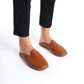 Authentic tan leather slippers for summer, featuring quality stitching.