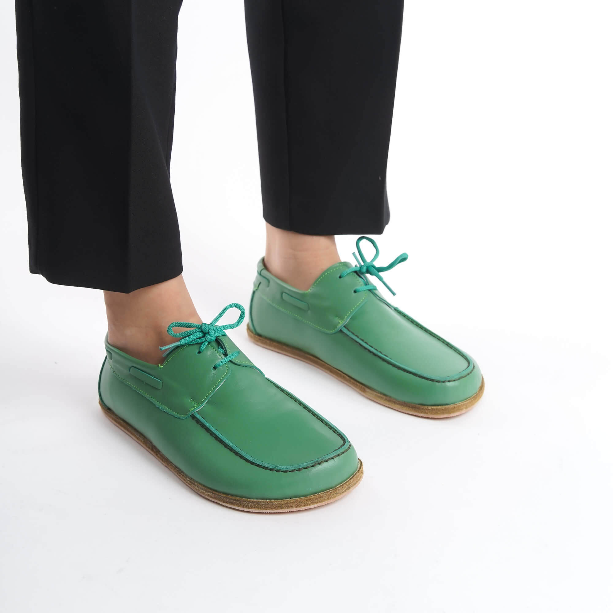 Lycia Leather Barefoot Women Loafers - Green