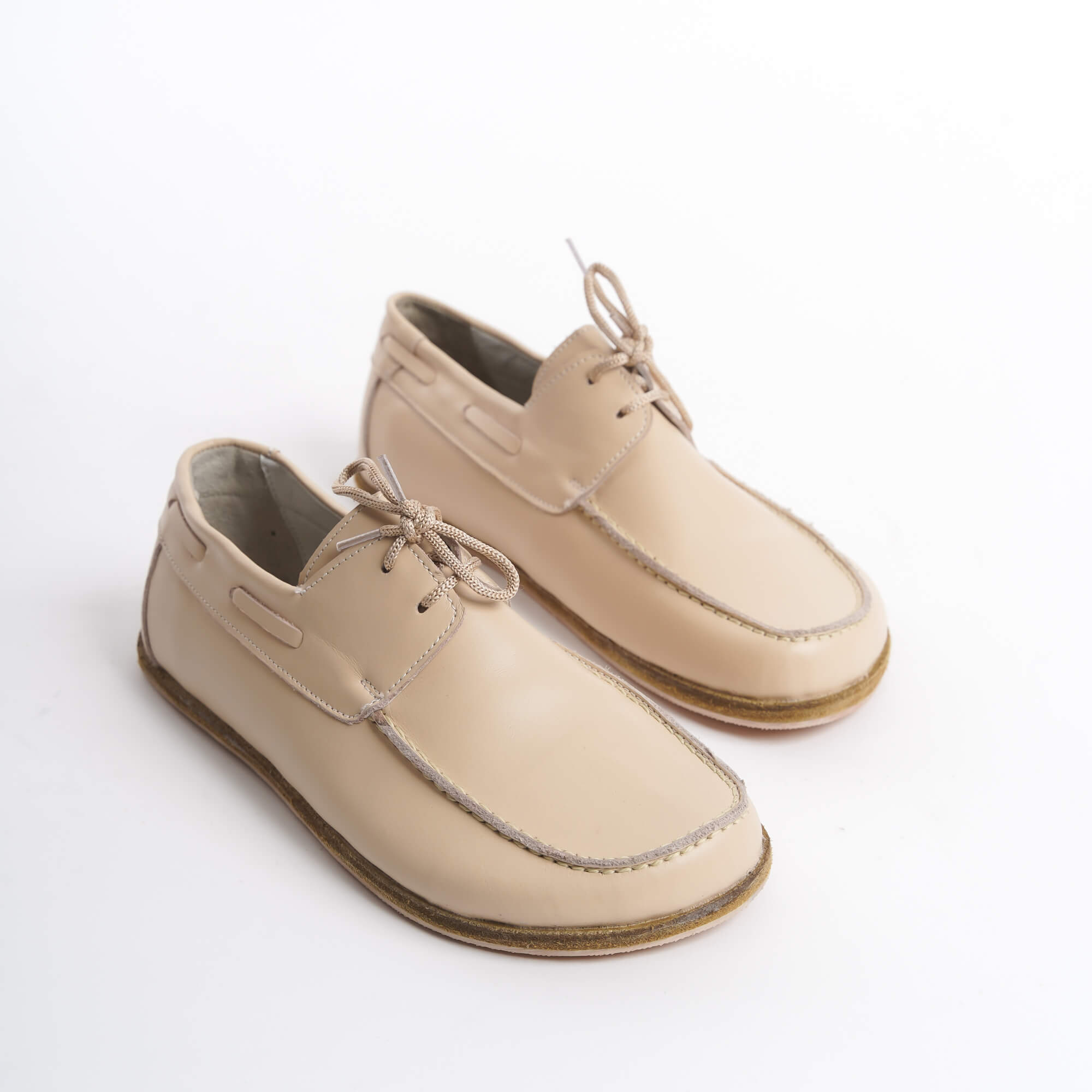 Lycia Leather Barefoot Women Loafers - Beige