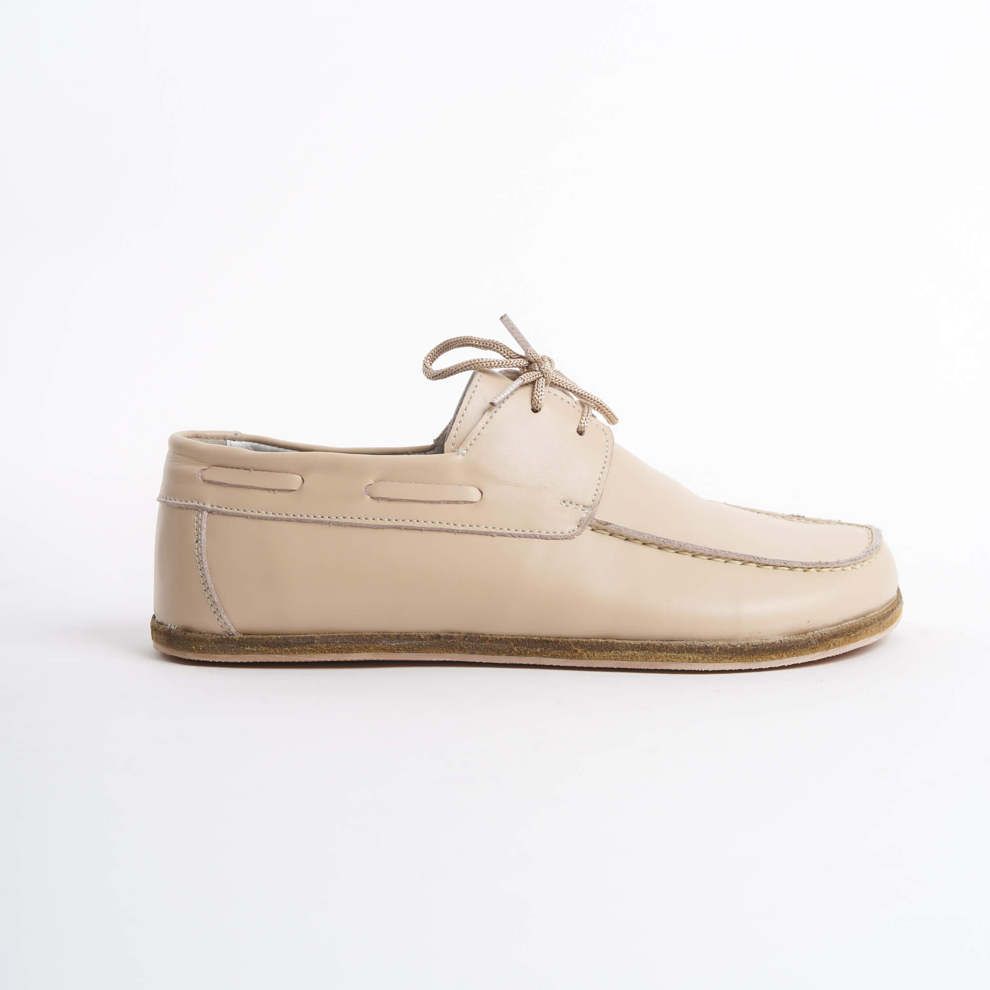 Lycia Leather Barefoot Women Loafers - Beige
