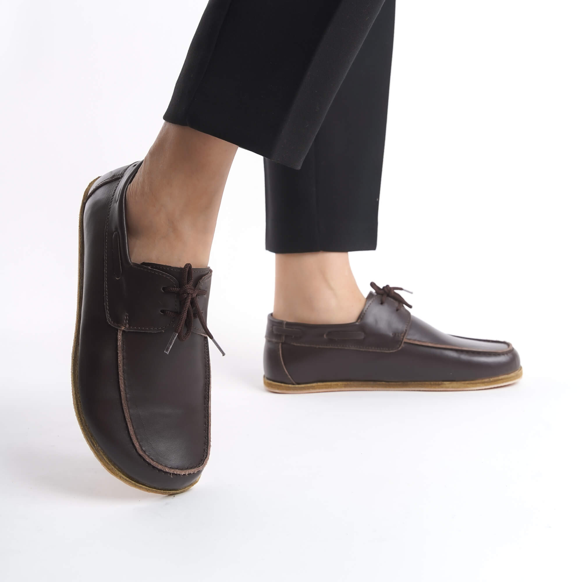 Lycia Leather Barefoot Women Loafers - Brown