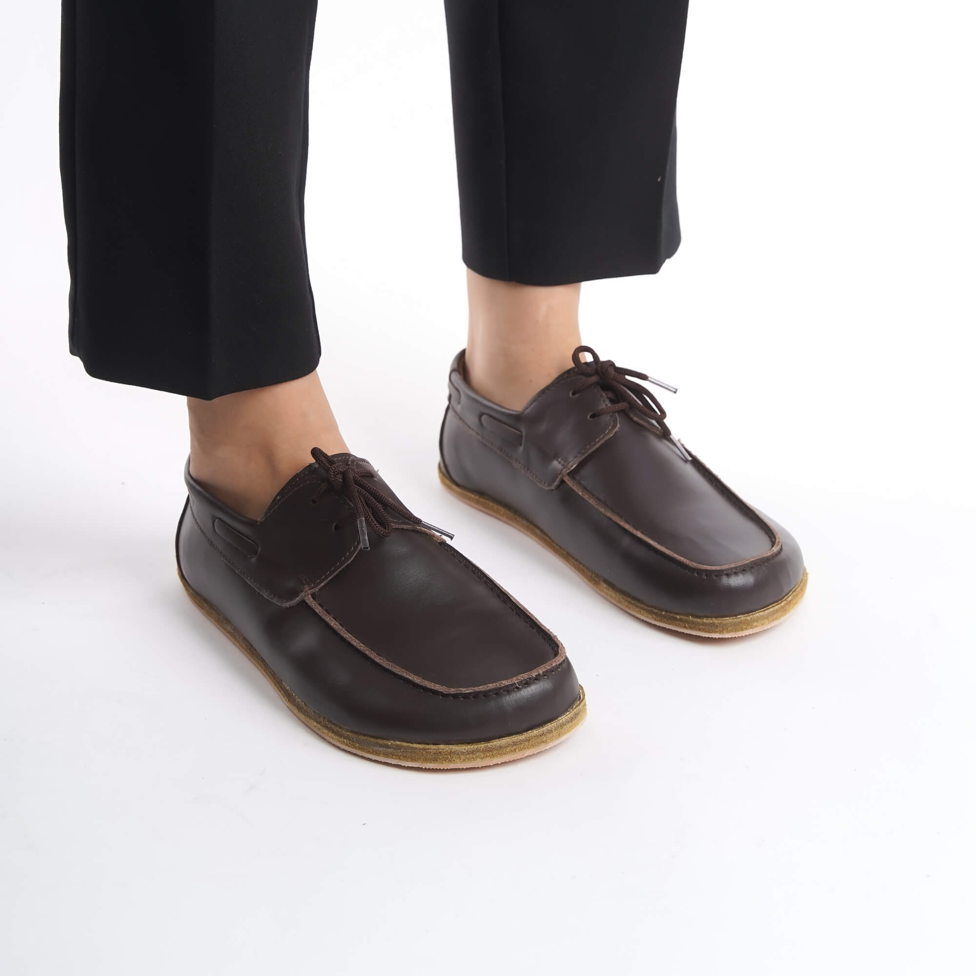 Lycia Leather Barefoot Women Loafers - Brown