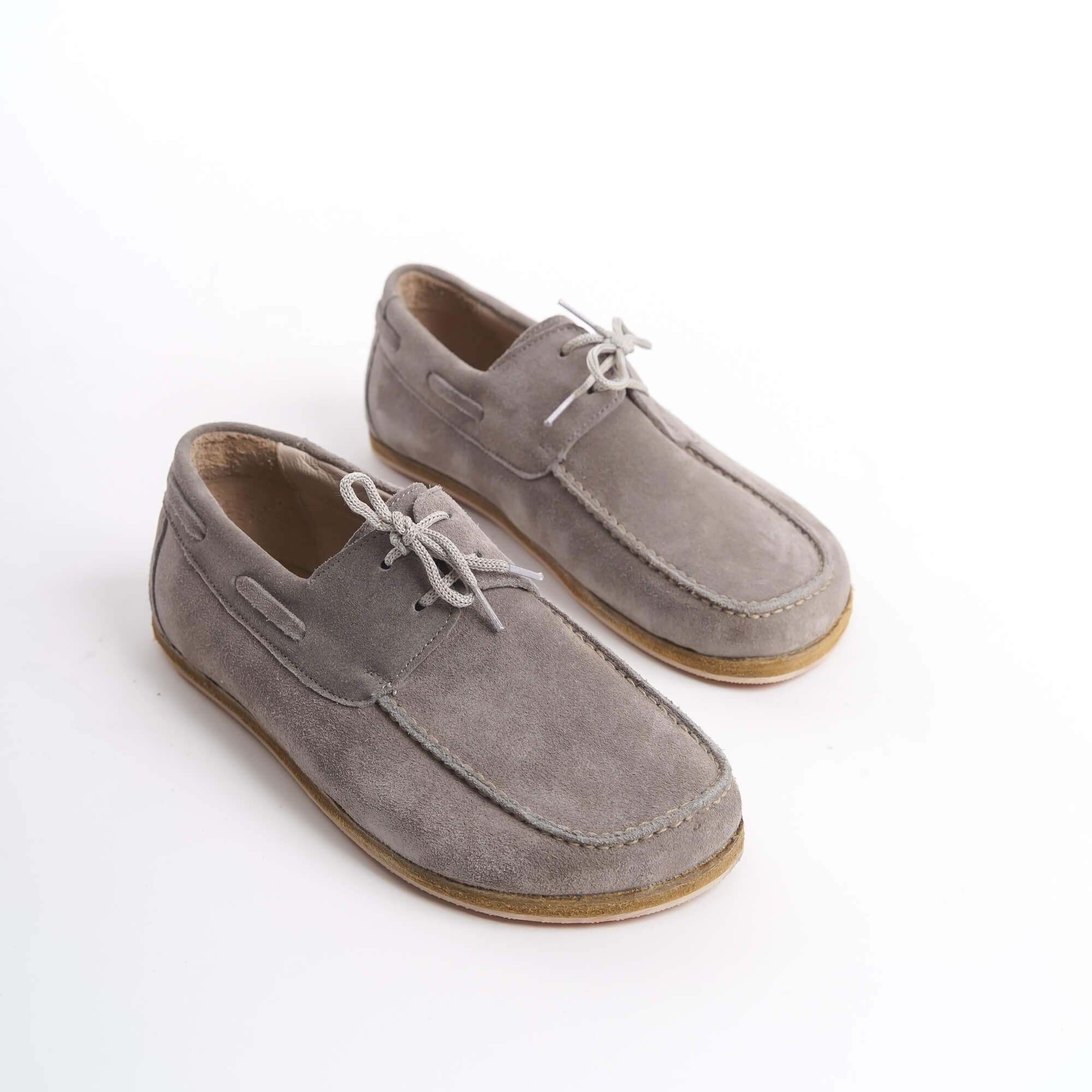 Lycia Leather Barefoot Women Loafers - Gray Suede