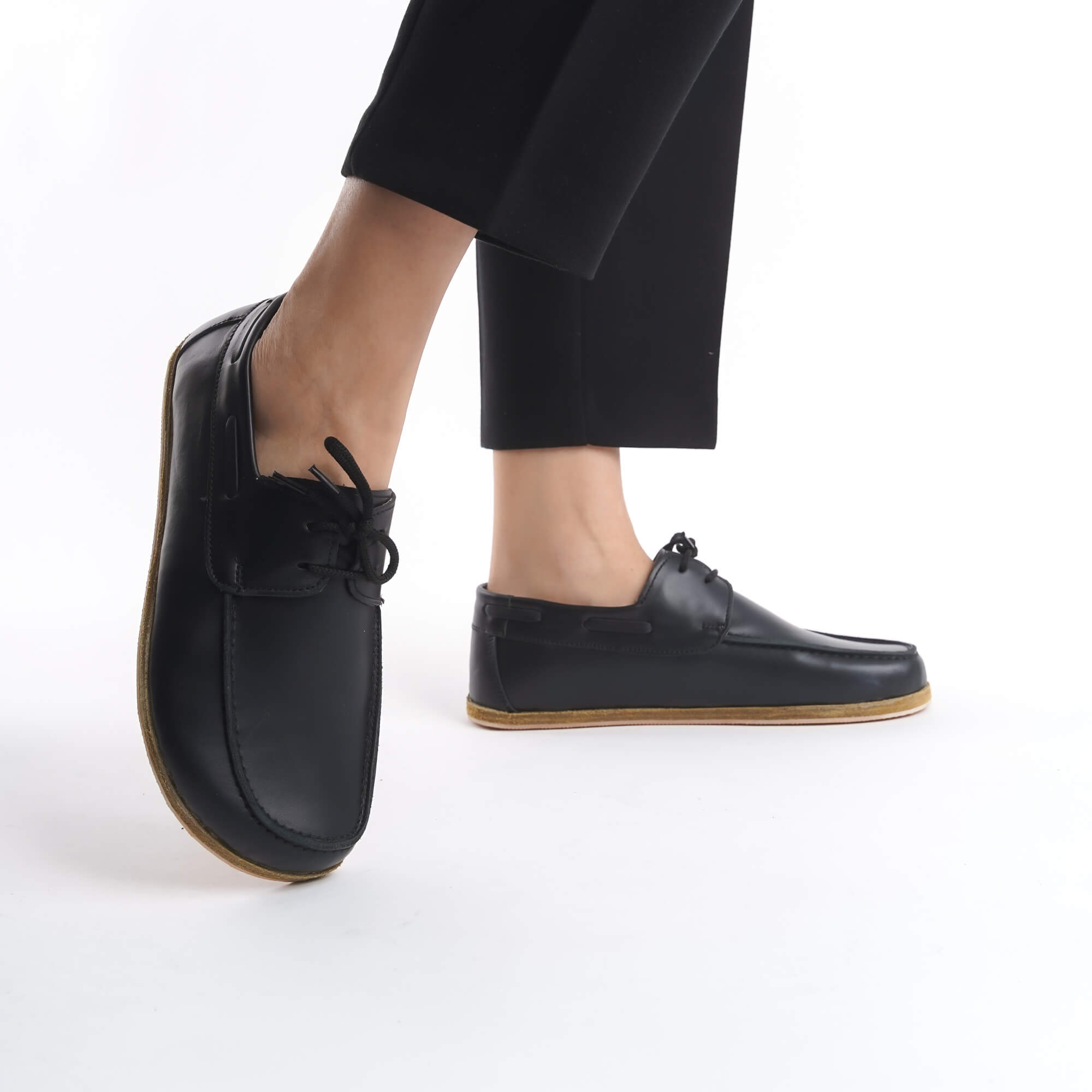 Lycia Leather Barefoot Women Loafers - Black