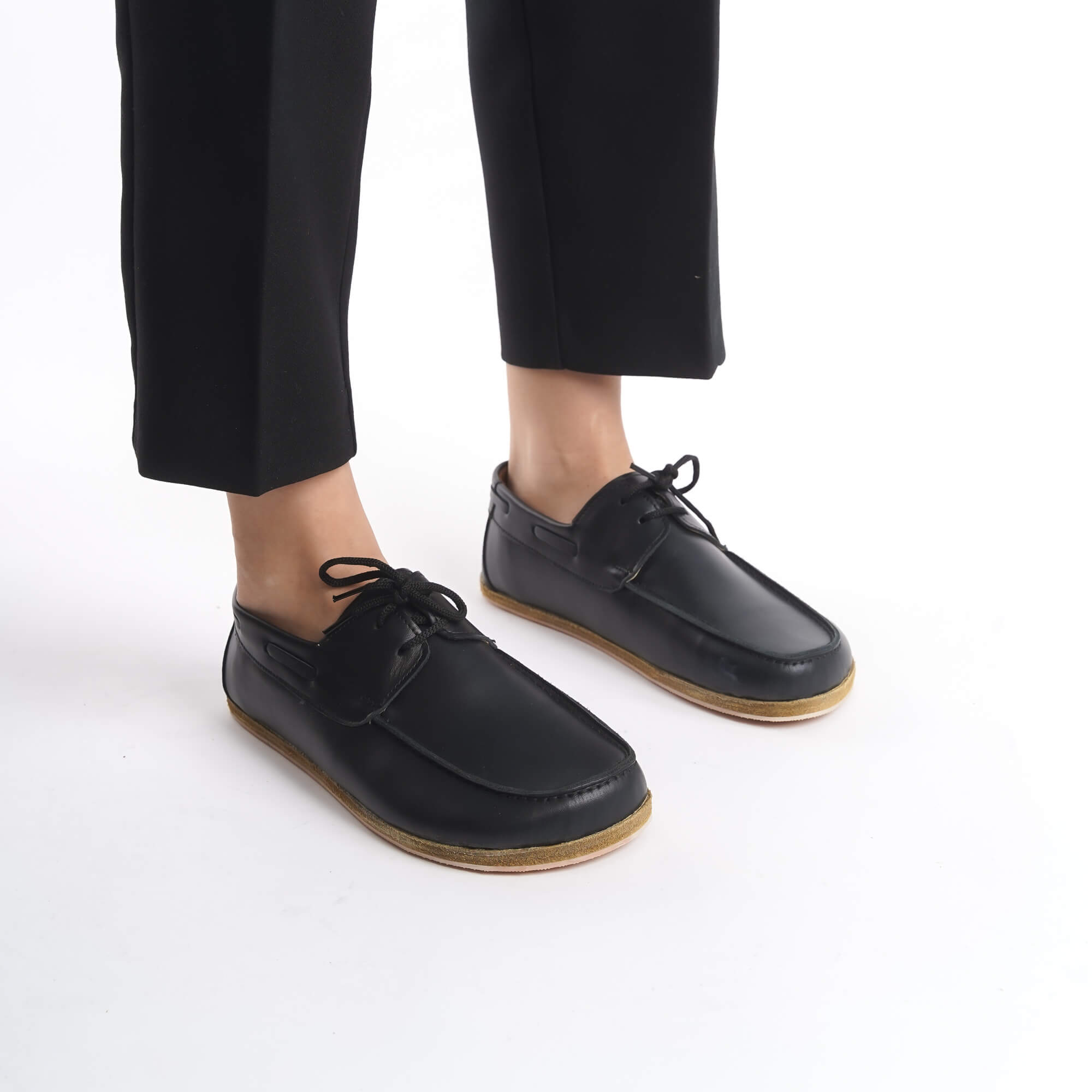 Lycia Leather Barefoot Women Loafers - Black