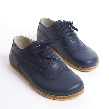 Stylish Doris Navy Leather Barefoot Women's Oxfords in Doris on white background