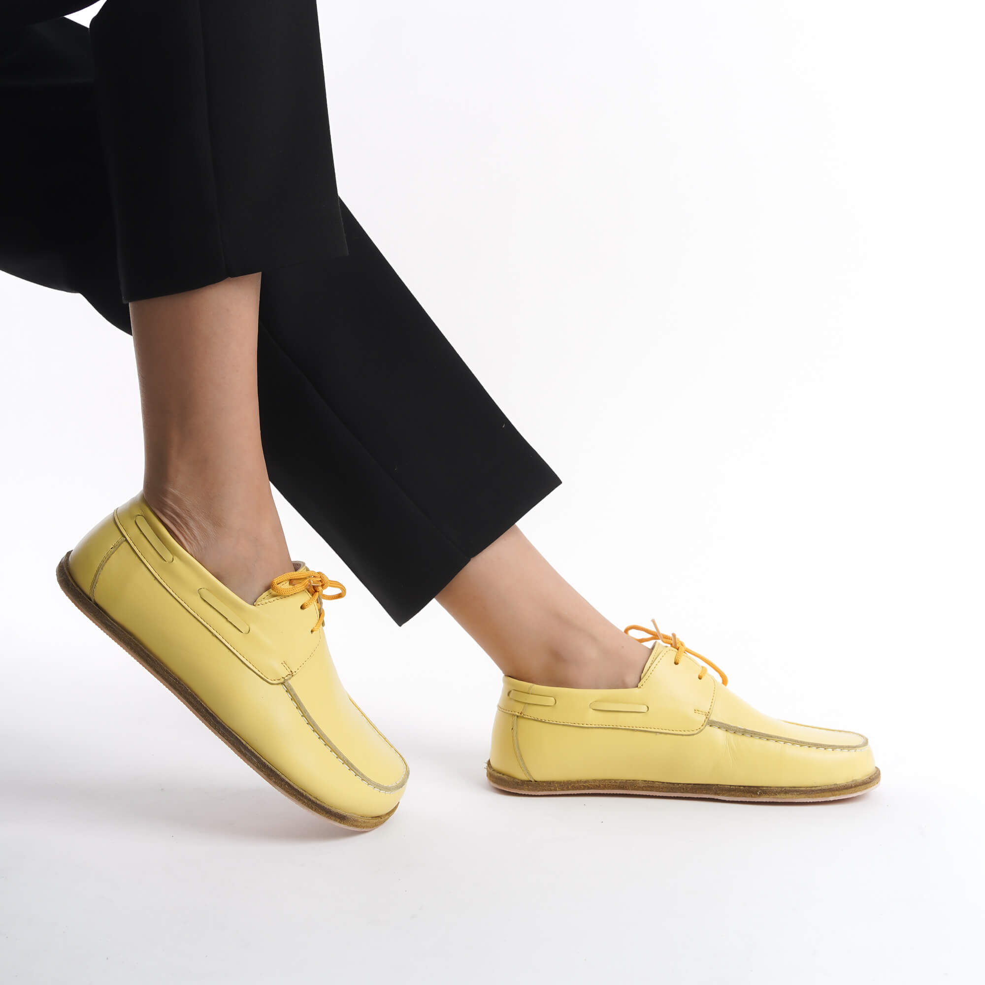 Lycia Leather Barefoot Women Loafers - Yellow