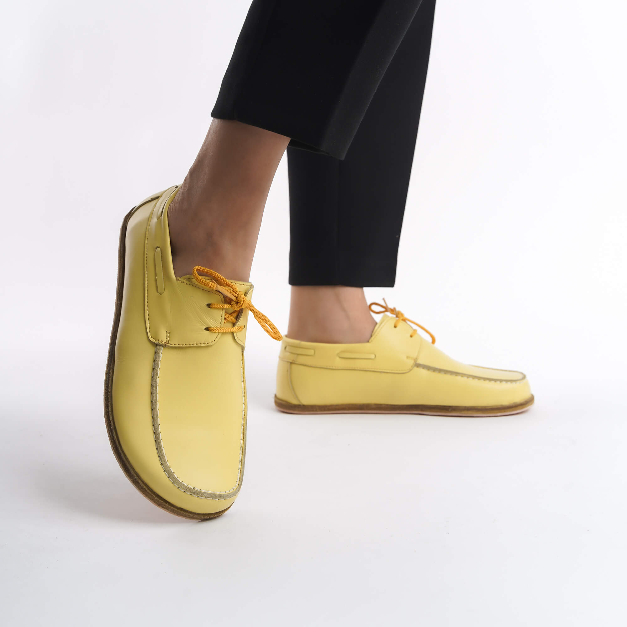 Lycia Leather Barefoot Women Loafers - Yellow