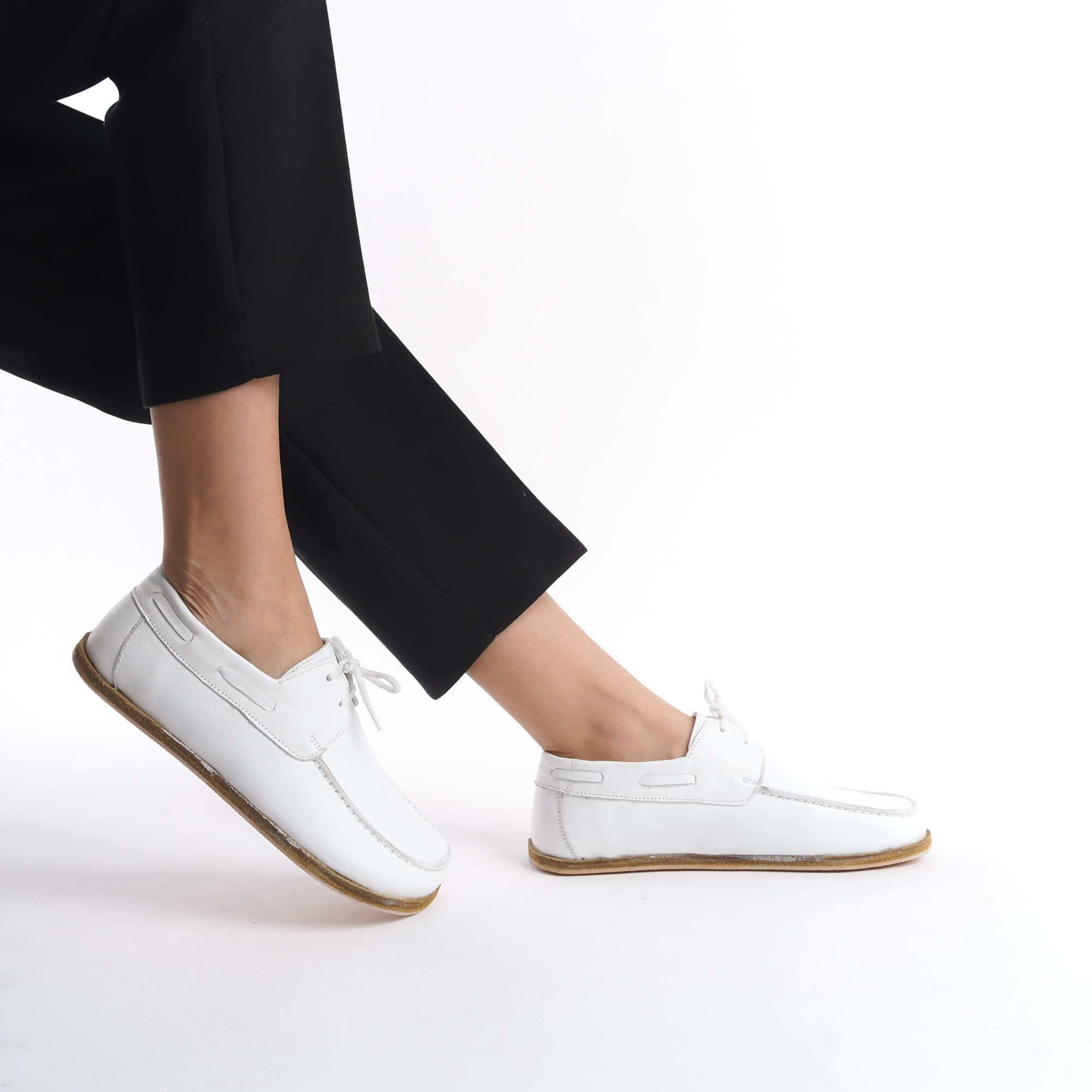 Lycia Leather Barefoot Women Loafers - White
