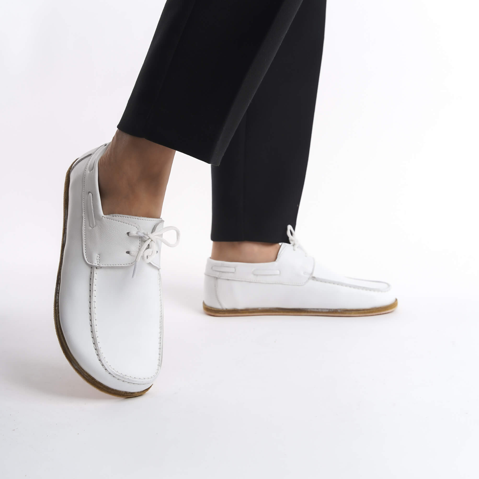 Lycia Leather Barefoot Women Loafers - White