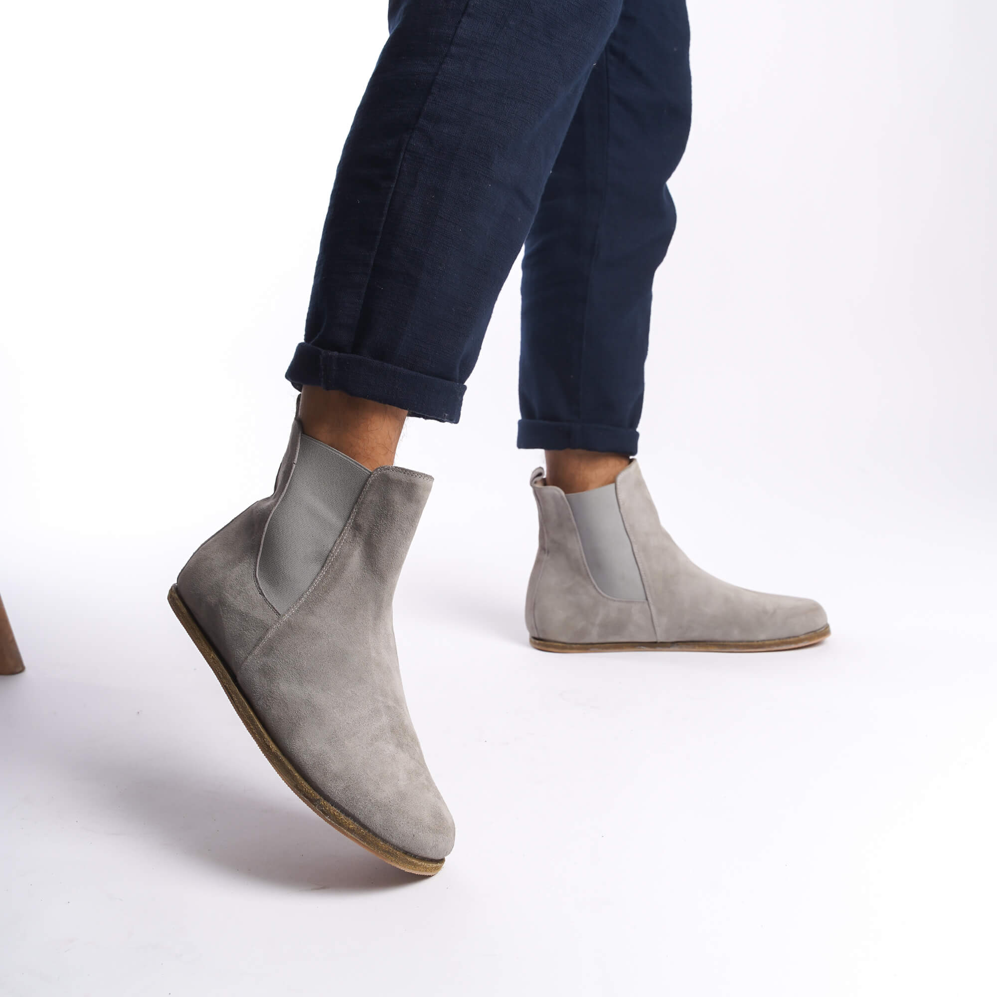 Gray suede chelsea boots on sale