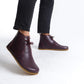 Pelanir burgundy barefoot leather boots with a flexible zero-drop sole, offering stylish comfort and natural movement for daily wear.