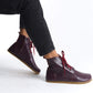 Burgundy barefoot winter boots designed to promote foot health and natural movement. The high-quality leather and breathable construction make these boots ideal for everyday wear in chilly conditions.