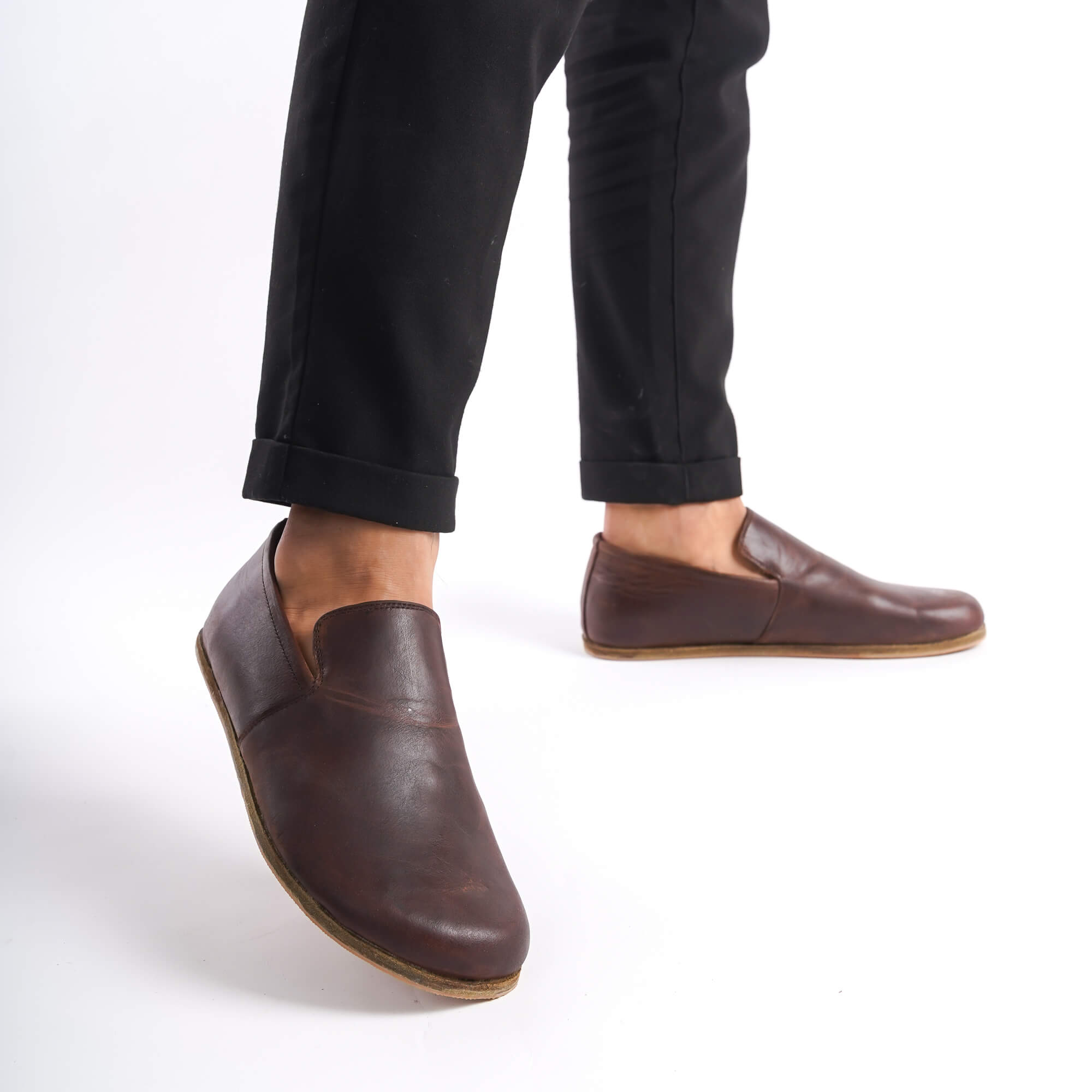 Brown Aeolia Leather Barefoot Men's Loafers with natural fit, perfect for stylish comfort. Shop now at pelanir.com!