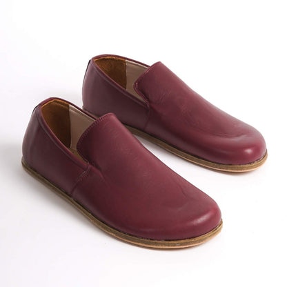 Stylish burgundy Aeolia leather barefoot men's loafers from Pelanir, showcasing minimalist design and comfort. Discover more at pelanir.com!