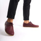 Elegant Locris Leather Barefoot Men's Oxfords in burgundy, perfect for a stylish and comfortable everyday wear.