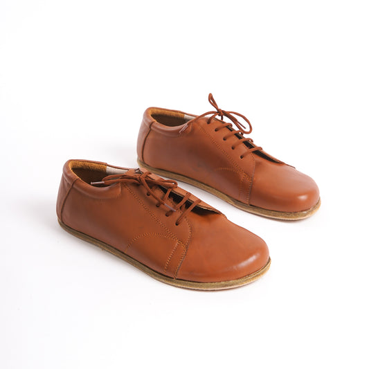 Lydia Leather Barefoot Men Sneakers - Tan Brown