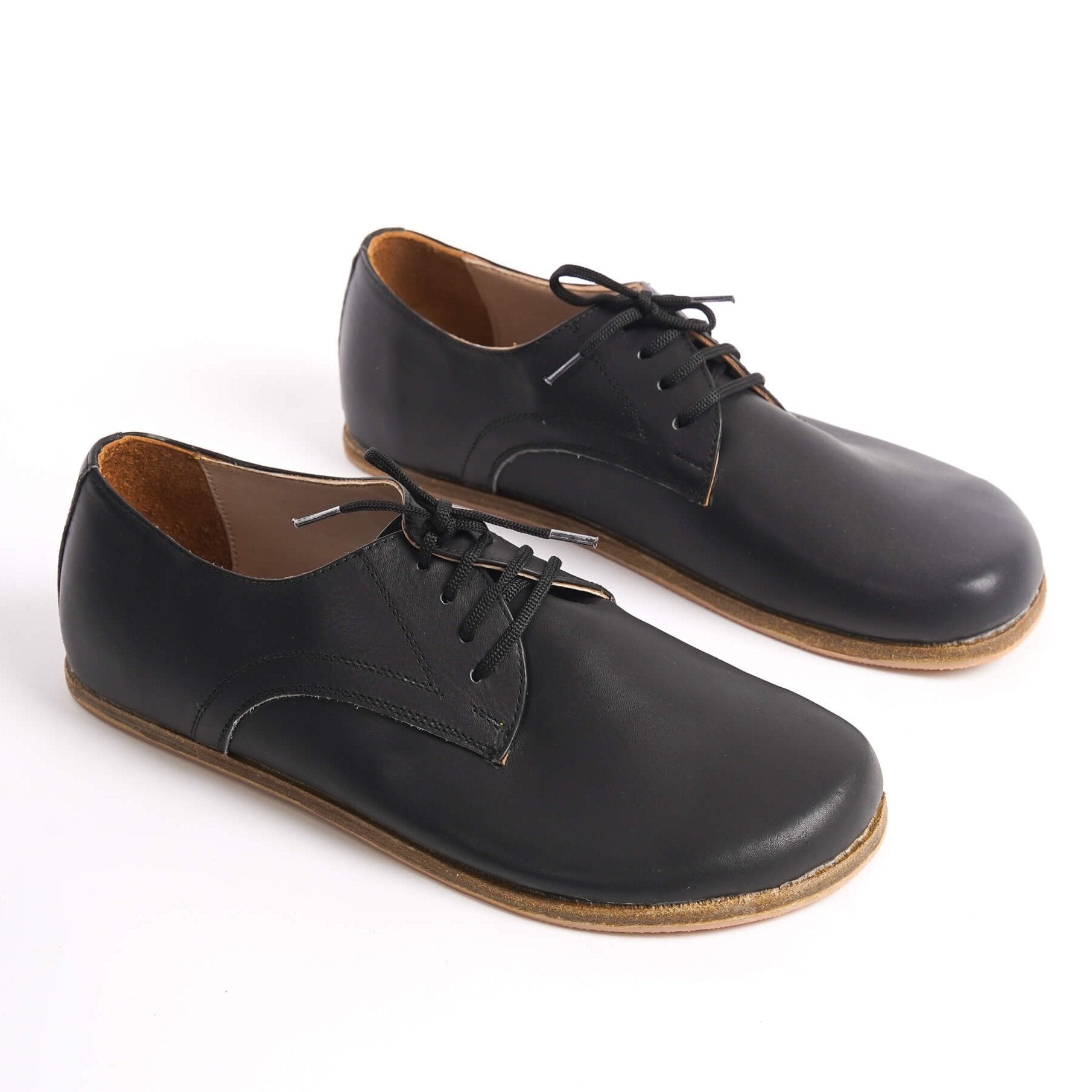Locris black leather barefoot men's oxford shoes, minimalist design