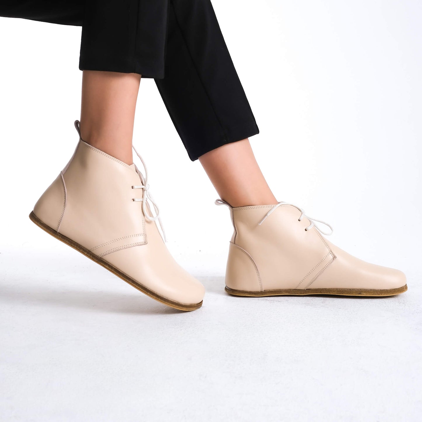 Chic beige barefoot boots, designed for natural walking and everyday wear.