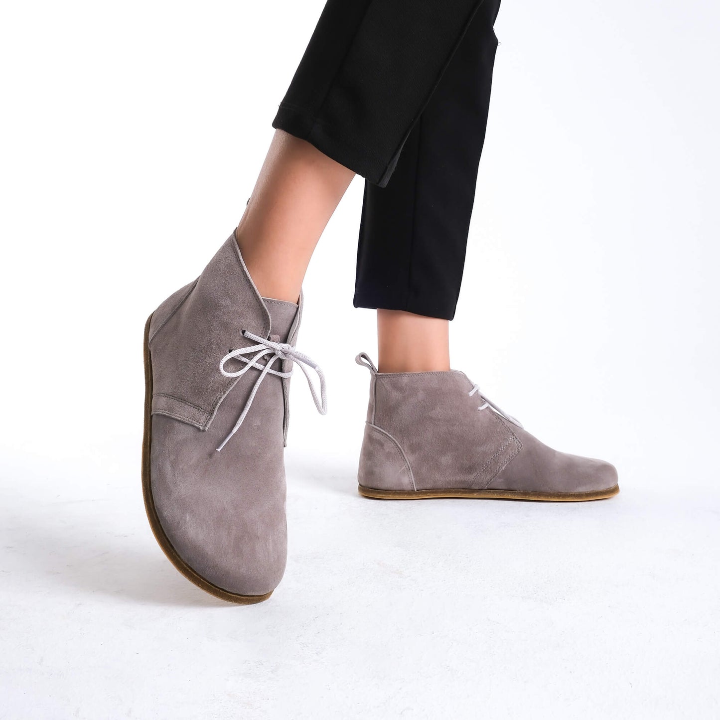 Chic gray barefoot boots, designed for natural walking and everyday wear.