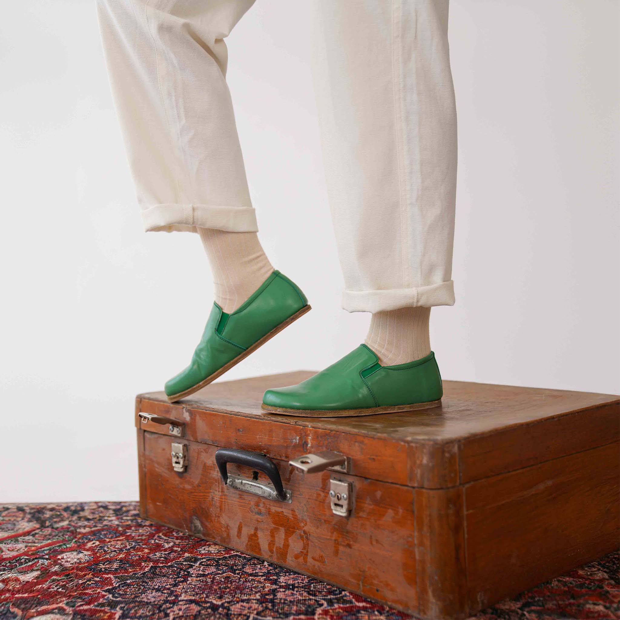 Ionia Leather Barefoot Women Loafers - Green