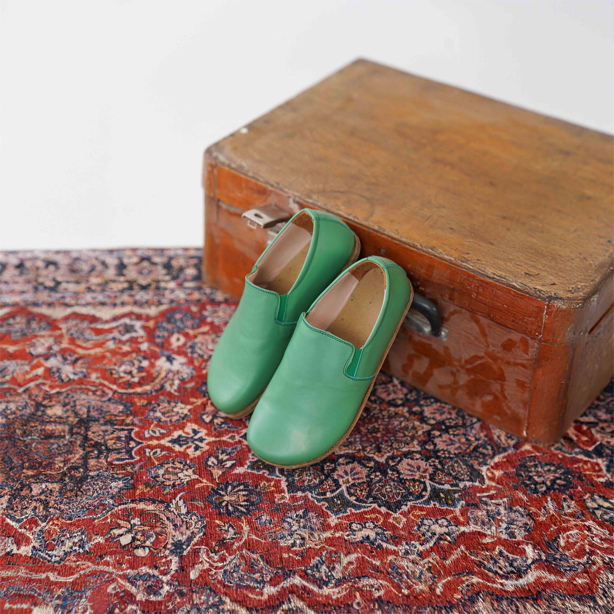 Ionia Leather Barefoot Women Loafers - Green