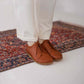 Close-up of Lydia Leather Barefoot Women's Sneakers in Tan Brown, highlighting the comfort and quality of genuine leather.